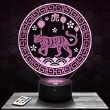 Nachttischlampe Chinesischen Sternzeichen Tiger deko Astral Horoskop China. Geschenkidee objekt Chinesischen Sternzeichen Tiger Nachtlicht Erwachsene deko Zimmer. Weihnachten