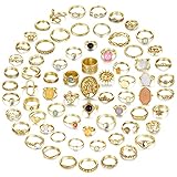 JeryWe 70 Stück Vintage Crystal Ring Set Silber Knöchel Ringe für Frauen, Bohemian Stackable Joint Ring, Retro Boho Stacking Joint Finger Ringe Pack