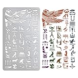 UNICRAFTALE Metallschablone Zum Malen Ägyptische Hieroglyphen Schablone Gott Nekhbet Zeichenvorlage Edelstahl Wiederverwendbare Vorlage Für Heimwerker Scrapbooking Schnitzen Gravieren Holzbrennen