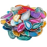 mookaitedecor 12 Stück Natürliche Geode Achat Scheiben, unregelmäßige poliert Achat Edelsteine Namen Karten für Hochzeit