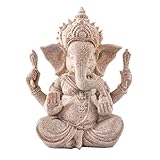 Kitchnexus Ganesha Buddha Statue Kleine Sandstein Skulptur Elefant Statue Buddha Figur als Dekor und Geschenk