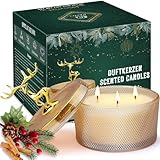 Duftkerzen Geschenke für Frauen, KHOLEZ Candle Duftkerzen Geschenkset, Kerzen im Glas, Große 3 Docht Soja Sandelholz Kerze, Geschenk für Muttertag, Weihnachten, Geburtstag, Valentinstag, Bad, Yoga