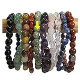 SILBERAUGE Edelstein Schmuck ARMBAND Steingröße ca. 8mm. Im Stoffbeutel. 10 Sorten erhältlich: Amethyst Aventurin Bergkristall Breckzienjaspis Jaspis Mookait Onyx Rosenquarz Sodalith. 95430-19