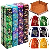 Magic The Gathering Counter Würfel-Set, 48-teilig, D6, MTG, Lebenszähler, Würfel für magisches Kartenspiel, Zubehör, mit 6 Kordelzugbeuteln und Würfelablage (Farbe)