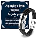 Geschenke für Sohn Weihnachten,Geschenk Lederarmband Herren Junge,An Meinen Sohn Leder Armband Geburtstag Geschenk,Weihnachtsgeschenke Flechtarmband für My Son