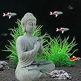 ZYWUOY Aquarium-Dekoration aus Kunstharz, sitzender Buddha, Harz, Stein, Zen-Effekt, für den Innen- und Außenbereich