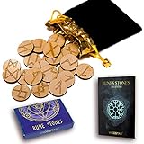 wiccan star Runen Steine ​​Set (25 Stück) mit Geschenkbeutel mit Bedeutung & 5 Runen orakel Technik (auf Englisch)