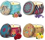 TTRWIN 4er Duftkerzen Geschenkset, 500g Aromatherapie Kerzen aus natürlichem Sojawachs mit ätherischen Ölen, 120 Stunden Brenndauer, Entspannungsgeschenk für Frauen Muttertag, Weihnachten, Geburtstag