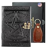 Schwarzes Pentagramm Buch der Schatten, Gothic-Leder-Tagebuch, Stern, Pentagramm, Notizbuch, Gothic, Grimoire, Wicca, Hexe, heidnische Geschenke, Dekorbedarf, unlinierte Seiten