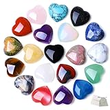 QINJIEJIE 20 Stück Herz Steine Glücksbringer Heilung Kristalle Herz Edelsteine Valentinstag Geschenk Amethyst Rosenquarz Liebe Bunte Herz Stein Glückssteine Hochzeitsdeko Tisch