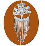Simandra traditioneller handgefertigter Traumfänger mit Lebensbaum im Makramee Stil – hängender Boho Dreamcatcher mit Lebensbaum aus natürlichen Materialien handgefertigt – 16 x 45 cm