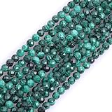 Gem-Inside 3 mm grüner Malachit, natürlicher Edelstein, facettiert, rund, Halbedelstein, lose Rocailles, für Schmuckherstellung, 38,1 cm Strang