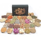 Magical Herbal Kit - 30 getrocknete Kräuter in beschrifteten Beuteln, Kristalllöffel für Wicca-Rituale, Energiereinigung, Zaubersprüche, Spirituelle Heilung, DIY Zaubergläser, Kerzenherstellung