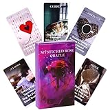 Tarotkarten für Anfänger mit Anleitung, Tragbares Schicksals-Divination-Karten, Mystic Red Rose Oracle, Tarot Karten Geeignet für Anfänger & erfahrene Spieler, Geheimnisvolles Geschenk für Freund