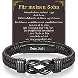 PDTU Geschenk für Sohn, An Meinen Sohn Armband für Bester Sohn, Lederarmband für Meinen Sohn Geschenke von Mama Papa zum Geburtstag Vatertag Abschluss Einschulung Weihnachten