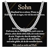 PDTU Geschenke für Sohn, Edelstahlkette für Sohn, Bester Sohn Geschenke von Mama Papa Eltern, Kette für Sohn Geschenk zum Geburtstag Weihnachten Einschulung Abschluss
