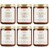 AOOVOO Kerzen-Set - Duftkerzen, Sojakerzen, Aromatherapie-Kerzen, Sojawachs-Kerzen, Duftkerzen für Zuhause, 6-teilig Lavendel/Vanille/Eukalyptus/Salbei/Jasmin/Sandelholz