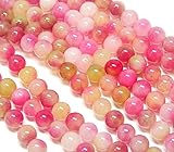 Malay Jade-Stein Edelstein Strang Perlen, 6mm, Rund, 60 Stück, Schmuckperlen Halbedelstein für Schmuck Kette Armband (Rosa)