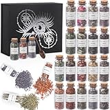 Witchcraft Supplies Kräuter- und Blumen-Set, größere Größe, 18 Stück, 30 ml, natürliche getrocknete Kräuter, Set mit Kristalllöffel, Hexenanfänger, erfahrene getrocknete Kräuter, Box für