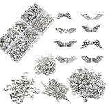 DAHI Engelsflügel Basteln Set Flügel Spacer Perlen Flügel Perlen Metall Perlenkappen Perlenengel zum Basteln Zubehör mit Karabiner Verschluss