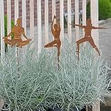 Storm's Gartenzaubereien Yoga Beetstecker 3er Set, Yoga Figuren Dekoration - Gartenstecker 3er Set 30cm in Rostoptik für Balkon oder Terrasse