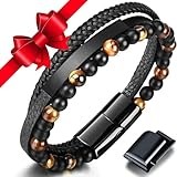 Jbniuay Geschenke für Männer - Armband herren,Tigerauge Armband für Männer,Tigerauge Armband für Männer Naturstein Armband Perlen Armbänder Herren Armbänder Set Geburtstagsgeschenk für Männer