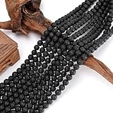 HERZONE Schwarze Lavaperlen 378pcs 6mm Glücks Lavastein Vulkanstein Naturstein Perlen für Armbänder, Schmuck, mit Loch, (6mm)