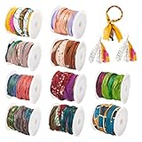 Spritewelry 1 Rolle Sari-Seidenband, Batikfarbe, zufällige Farbe, Nepal-Seidenband, Streifen, Vintage-Stoffe, Handwerk für DIY, Stricken, Makramee, Quaste, Ohrringe, Schmuckherstellung
