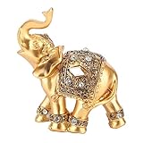 Feng Shui Elefanten Figuren, Elefant Figur Glück Reichtum Elefant Statue Skulptur Thai Elefantenstatue Home Desktop Elefanten Deko Indische Goldene Kunsthandwerk Collection Geschenk Ganesha Lucky