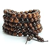 Epoch World Tibetisches Perlen Armband Holzarmband buddhistische Gebetskette 8mm Buddha armbänder Mala mit 108 Holzperlen Perlenarmband Kette Halskette Herren Damen