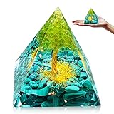 Tyuodna Orgonit Pyramide,Edelsteine Heilsteine,Orgon Pyramide,Reiki Chakra Steine,Kristall Steine für Chakra-Heilung,Meditation, Yoga,Esoterik Geschenke (Grün-Lebensbaum)