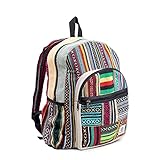 Freakmandu Rucksack aus Hanf, 8 funktionale Taschen, umweltfreundlich, Unisex, rustikal, langlebig, Mehrfarbig, Large, Reiserucksäcke