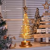 Weihnachtsbaum Metall Mit Beleuchtung, Weihnachtliche Tischdekoration, Batteriebetriebenes Weihnachtsbaum-Nachtlicht, SpiralföRmige Weihnachtsbaumlampe Mit MetallstäNder (A)