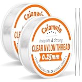 Caianwin 200m Nylonschnur 0.25mm Klarer Nylonfaden Unsichtbare Faden Reißfest Unsichtbare Faden Durchsichtige Schnur mit Perlennadel für Hängende Dekorationen, Armbänder, Schmuckherstellung