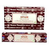 Satya Räucherstäbchen Opium, 180 g, 12 Packungen zu je 15 Stäbchen, Brenndauer ca. 40-45 Min.