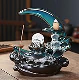 Räuchergefäss Rückfluss, Moon Backflow Räucherbrenner, Rückfluss Wasserfall Incense Holder Keramik Weihrauchbrenner für Familie Büro Schlafzimmer Ornament