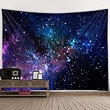 TANGT Tapisserie Sternenhimmel See Tapisserie Wandteppich Kosmos Stern Weltraum Universum Wandbehang für Schlafzimmer Wohnzimmer Schlafsaal Marineblau (A,200 x 150 cm)