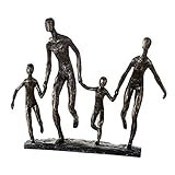 Casablanca Design Skulptur Familie mit 2 Kindern Höhe 32 cm Breite 35 cm bronzeoptik Wohnzimmer Skulpturen Deko Modern (Familie groß)
