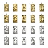 DICOSMETIC 40 Stück 5 Stile Tarot Charms Tibetische Legierungsanhänger Goldene Silber Wahrsagerei Rechteck Charms Glück Amulett Charms Für DIY Schmuckherstellung Bohrung: 2mm