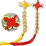 Mengger 2pcs Chinesische Münzen Glücksmünze Feng Shui Glück Münze Roter Schnur Knoten Cord für Reichtum und Erfolg Beste Geschenk