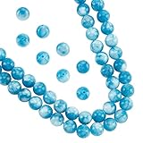 NBEADS ca. 90 Stück Natürliche Blaue Quarzperlen, 8mm See Blau Quarz Kristall Perle Halbedelstein Perlen Nachahmung Amazonit Edelstein Lose Perlen Für DIY Armband Halsketten Schmuckherstellung