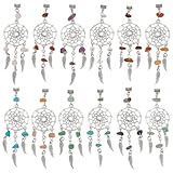 WADORN 12 Farbe Traumfänger Anhänger, Traumfänger Edelstein Chip Charms Böhmischer Traumfänger Feder Charm Ornament Zur Schmuckherstellung Schlüsselanhänger Halskette, Antik Silber