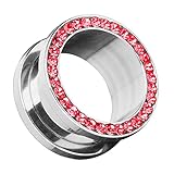 Piersando Flesh Tunnel Ohr Piercing Plug Ohrpiercing Schmuck Schraub aus Edelstahl Tribal mit Zirkonia Kristall Steinen 5mm Rot