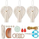 FREEBLOSS 3 Set DIY Makramee Engel Kit Engel Hängende Ornament Boho Makramee Wandbehang Dekor Makramee DIY Kit Geschenk für Mutter Mädchen