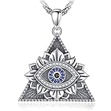 AEONSLOVE Auge der Vorsehung Kette Silber 925 für Damen Herren Mystische Illuminaten Halskette Allsehendes Auge Amulett Anhänger Esoterische Spirituelle Schmuck, 50,8 + 5cm Kette