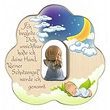 MaMeMi Schutzengel AUF Wolke mit Gebetsbüchlein für Jungen, Taufgeschenk in Blau mit Spruch & Engelfigur, ca. 12 cm, Wandbild zur Taufe oder Geburt