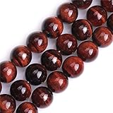 Natürlicher roter Tigerauge-Edelstein, Halbedelstein, rund, 12 mm, lose Perlen für Schmuckherstellung, Armband, Halskette, Handwerk, 38,1 cm