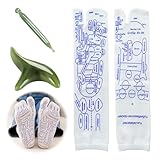 Fußreflexzonen Socken Set,Druckpunkt Akupressur Socken Deutsch,Fußmassage Fussreflexzonenmassage Socken,Ein Paar Acupressure Socks,Reflexology Socks with Massage Tool (Damensocken)