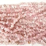 Lovionus89 150cm Rosenquarz unregelmäßig geformter Kristall und heilende getrommelte Chipsteinperlen für die Schmuckherstellung
