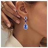 Aneneiceera Vintage Blaue Kristall Tropfen Ohrringe Lange Tropfen Saphir Ohrringe Cz Blaue Ohrringe Retro Blaue Strass Ohrringe Schmuck Für Frauen Und Mädchen (blau)